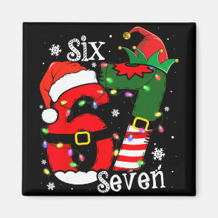 Lustiges Sechs Sieben 67 Meme 6 7 Elf Santa Weihna Magnet