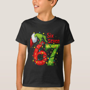 Lustiges Sechs Sieben 6 7 Meme 67 Weihnachten Hand T-Shirt