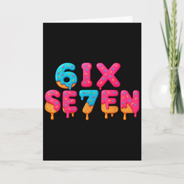 Lustiges Sechs Sieben 6 7 Meme Design  Karte (Vorderseite)