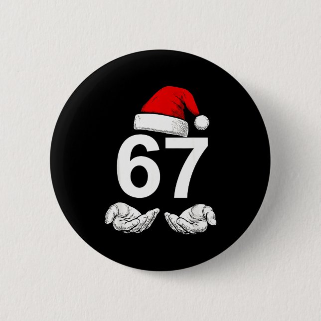 Lustiges Sechs Sieben 6 7 Meme Gen Alpha Slang Wei Button (Vorderseite)