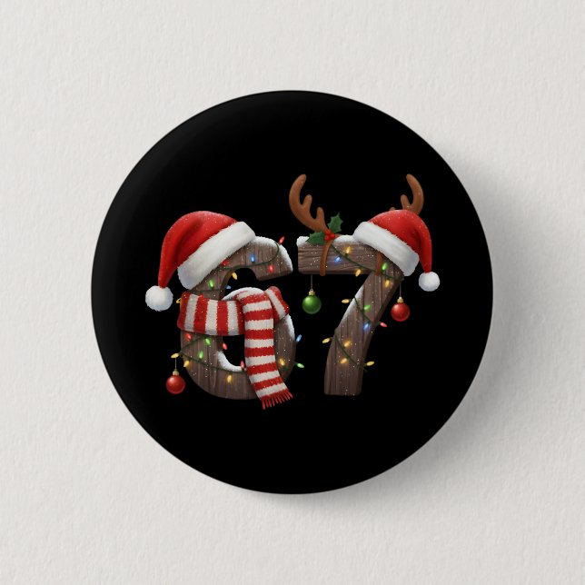 Lustiges Sechs Sieben Meme 6-7 Weihnachten 67 Weih Button (Vorderseite)