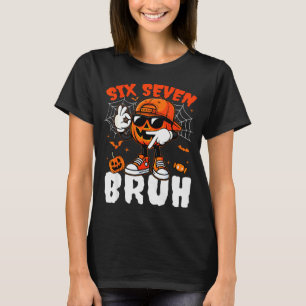 Lustiges Sechs Sieben Meme Gehirnverrottung Kürbis T-Shirt