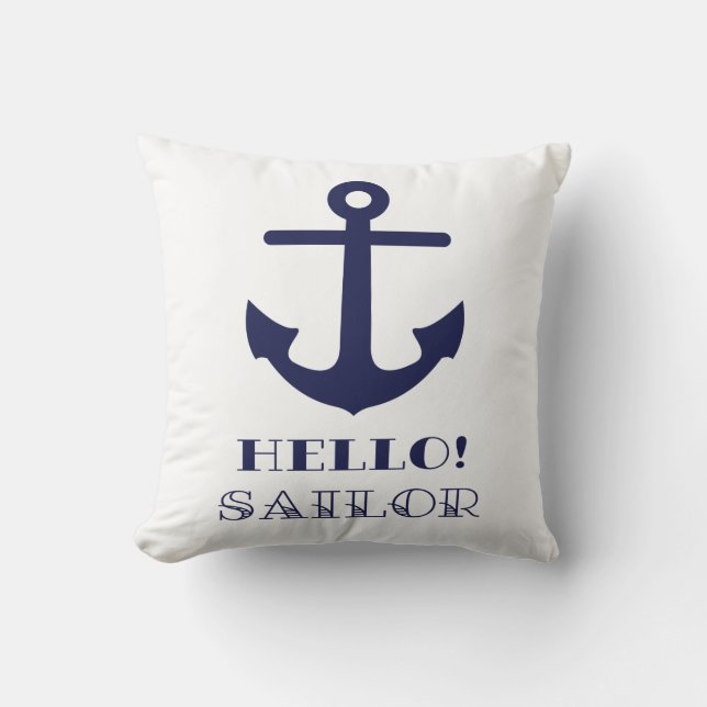 Lustiges Seemann-Geschenk. Seeanker-hallo Seemann Kissen (Vorderseite)