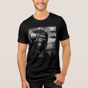 Lustiges Selfie-Bigfoot-Alien-UFO-Verschwörungsdes Tri-Blend Shirt