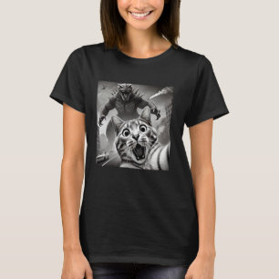Lustiges Selfie überraschte Katze Humor Kaiju Gebä T-Shirt