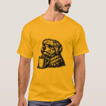 Lustiges Shaggy-Dog-Kaffee-Trinken-Skizze-T-Shirt