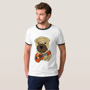 Lustiges Shar Pei Hündchen, das Gitarre spielt T-Shirt