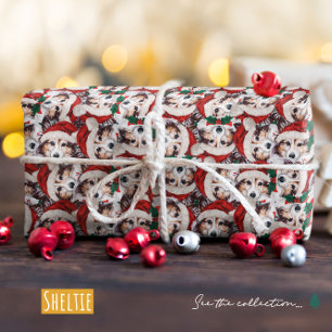 Lustiges Sheltie-Weihnachtsmuster Geschenkpapier