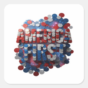 Lustiges Silber AMERICA FIRST Etikettendesign Quadratischer Aufkleber