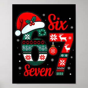 Lustiges Six Seven 67 Meme 6 7 Weihnachten Pyjama Poster