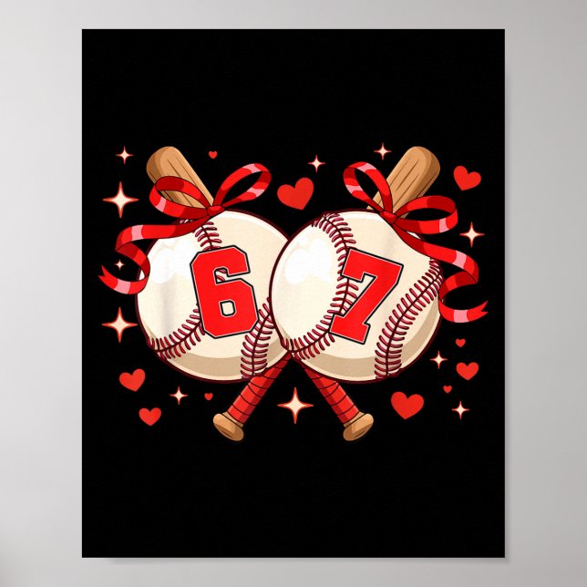 Lustiges Six Seven 67 Meme Baseball Poster (Vorne)