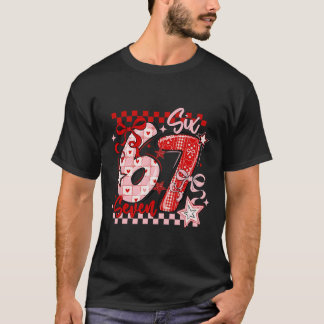 Lustiges Six Seven 6 7 Meme Valentins Mädchen T-Shirt