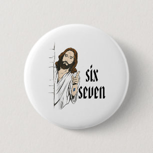 Lustiges Six Seven Brainrot Meme 6 7 Viral Gen Z 6 Button