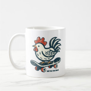 Lustiges Skateboarding-Farm-Huhn Personalisiert Kaffeetasse