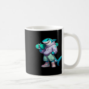 Lustiges Skateboarding-Tier Cooler Hai auf Skatebo Kaffeetasse