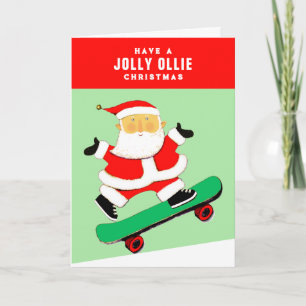 Lustiges Skateboarding-Weihnachten Feiertagskarte