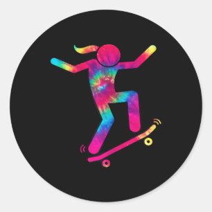Lustiges Skater-Mädchen Ich liebe Skateboardfahren Runder Aufkleber