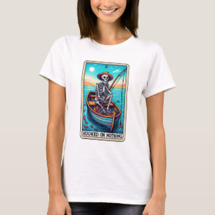 Lustiges Skelett Angelhaken an dem nichts hängt Ta T-Shirt