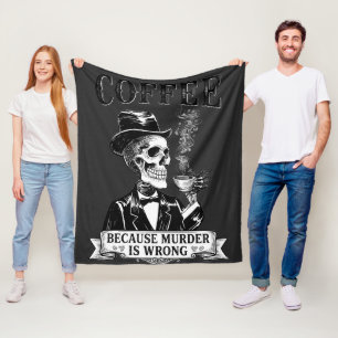 Lustiges Skelett, das Kaffee trinkt, Halloween-Fle Fleecedecke