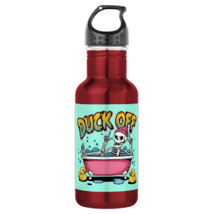 Lustiges Skelett-Design "Duck Off" - 61161 gerahmt Edelstahlflasche