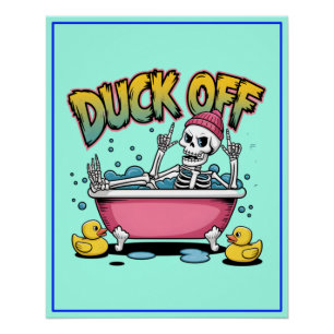 Lustiges Skelett-Design "Duck Off" - 61161 gerahmt Poster