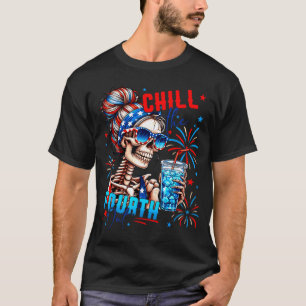Lustiges Skelett Flagge 4. Juli süß chill theFunn T-Shirt
