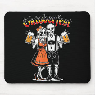 Lustiges Skelett-Paar Brezel Bier Party Erwachsene Mousepad