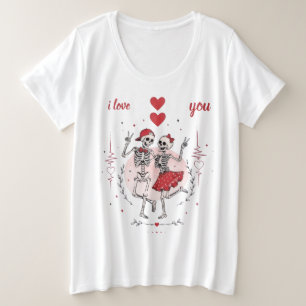 Lustiges Skelett-Paar verliebt Große Größe T-Shirt