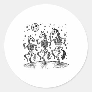 Lustiges Skelett Pferd Tanz Halloween Pferdeliebha Runder Aufkleber