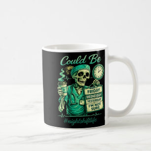 Lustiges Skelett pflegt Nachtschicht Leben Team Kr Kaffeetasse