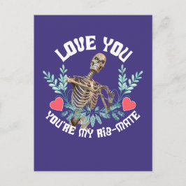 Lustiges Skelett Valentinstag Rib Mate Goth Humor Feiertagspostkarte