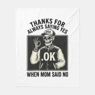 Lustiges Skelett-Vater sagt Ja Vintage T-Shirt Des Fleecedecke