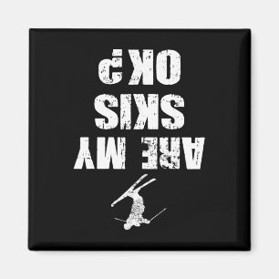 Lustiges Ski-T-Shirt abgenutzt Skifahren Winterspo Magnet