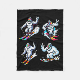 Lustiges Skifahren Bigfoot Ski Wintersport Snowboa Fleecedecke