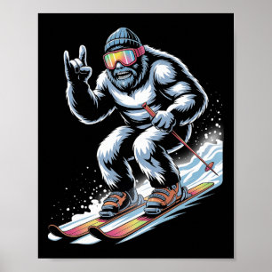 Lustiges Skifahren Bigfoot Ski Wintersport Snowboa Poster