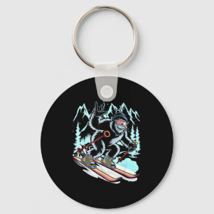 Lustiges Skifahren Bigfoot Ski Wintersport Snowboa Schlüsselanhänger