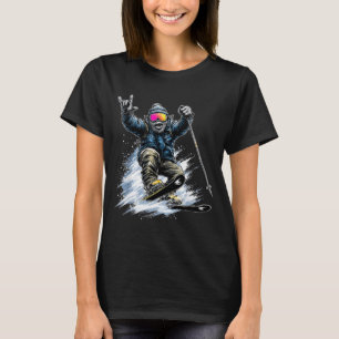 Lustiges Skifahren Bigfoot Ski Wintersport Snowboa T-Shirt