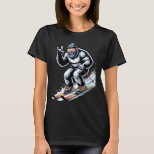 Lustiges Skifahren Bigfoot Ski Wintersport Snowboa T-Shirt