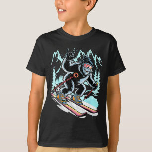 Lustiges Skifahren Bigfoot Ski Wintersport Snowboa T-Shirt