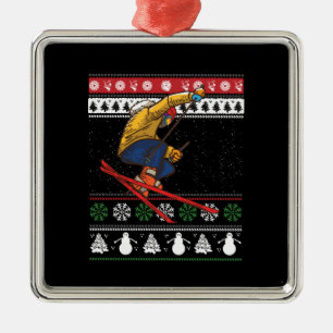 Lustiges Skifahren hässliches Weihnachten Ornament Aus Metall