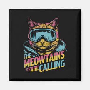 Lustiges Skifahren Katze Geschenk Snowboarder Zube Magnet