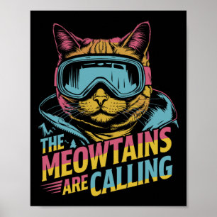 Lustiges Skifahren Katze Geschenk Snowboarder Zube Poster