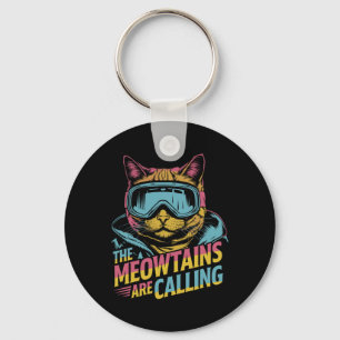 Lustiges Skifahren Katze Geschenk Snowboarder Zube Schlüsselanhänger