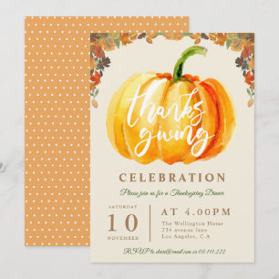 lustiges Skript Wasserfarbe Kürbis Erntedank Abend Einladung