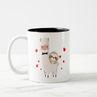 Lustiges Sloth-Reitlama-Shirt-lustige Zweifarbige Tasse