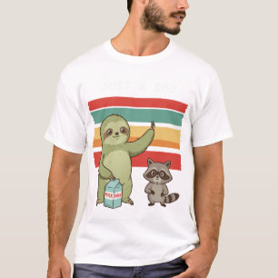 lustiges Sloth und raccon Lazy Comic Tier für Haus T-Shirt