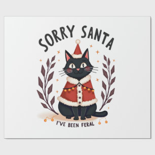 Lustiges Sorry Santa, ich bin wildes schwarzes Kat Geschenkpapier