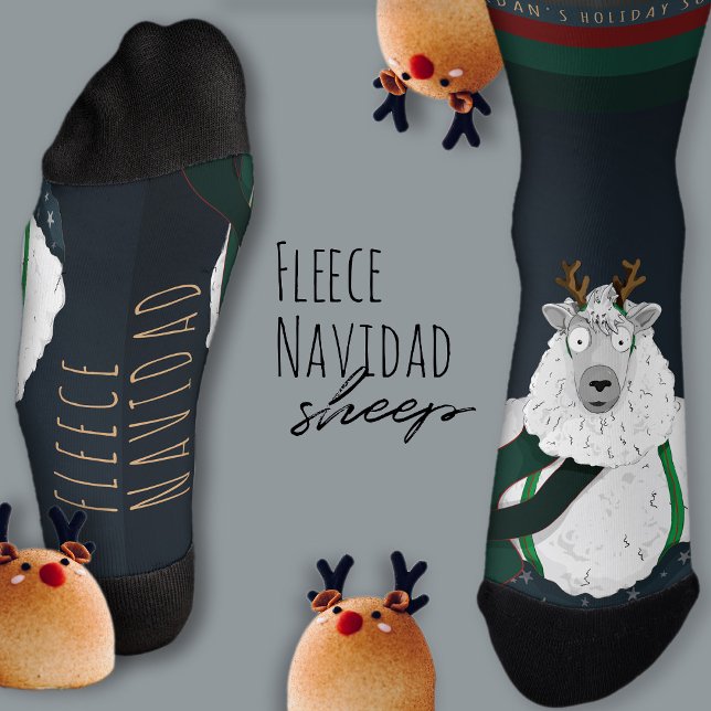 Lustiges Spaß Festliches Schaf „Fleece Navidad“ Du Socken (Von Creator hochgeladen)