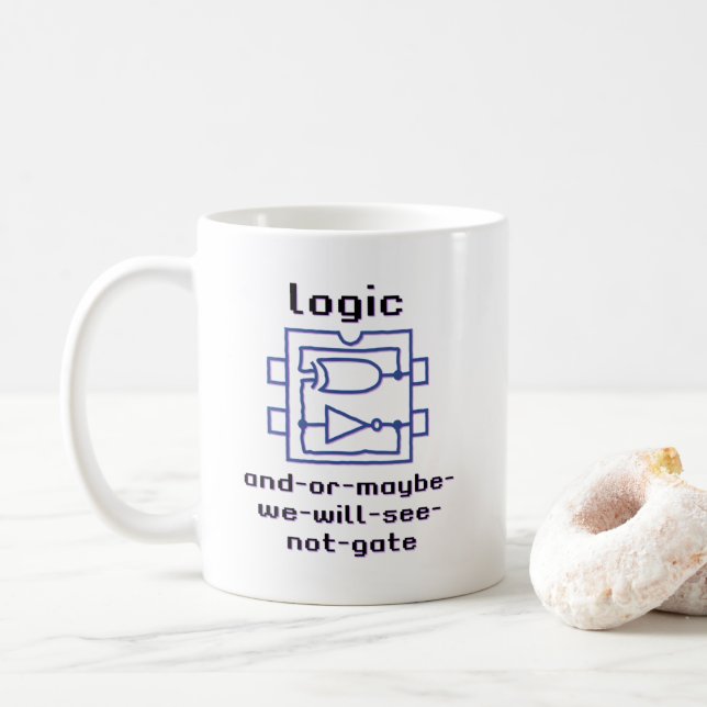 Lustiges Spaß Logikgatter mit boolescher Funktion  Kaffeetasse (Mit Donut)
