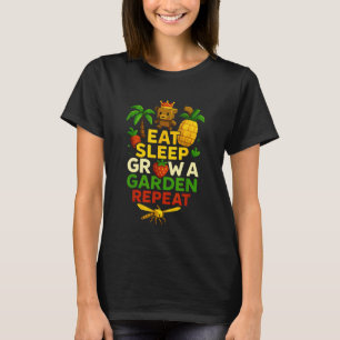 Lustiges Spiel Essen Schlafen Garten Wachsen Wiede T-Shirt